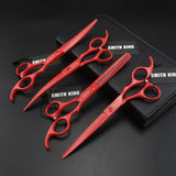 7.0 inch Professional pet grooming scissors Cutting scissor +2 curved scissor + thinning scissors 4 pieces Set