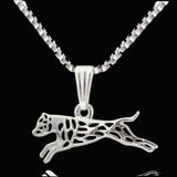 Leaping Animal Silver Plated Necklaces Dog Pitbull Charm For Pet Lovers Dog Jewelry Store