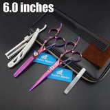 5.5 inches Professional Hair Scissors set ,Straight & Thinning barber shears,with razor, comb, oil, case