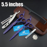 5.5 inches Professional Hair Scissors set ,Straight & Thinning barber shears,with razor, comb, oil, case