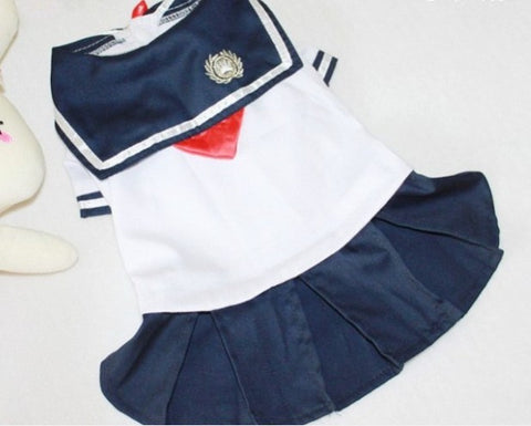 Dog Dress Cat Pet Clothes Navy Style