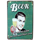 Drink good beer with good friends Vintage shop sign style made from 24 gauge metal with rusted corners look