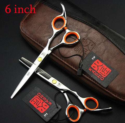 2 Scissors+1 bag Kasho 5.5/6 Inch High Quality Professional Hairdressing Scissors