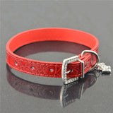 Bling Rhinestone Crystal Leather Pet Dog Cat Collars Adjustable Collar with Pendant