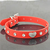 Bling Rhinestone Crystal Leather Pet Dog Cat Collars Adjustable Collar with Pendant