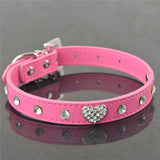 Bling Rhinestone Crystal Leather Pet Dog Cat Collars Adjustable Collar with Pendant