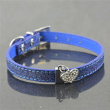 Bling Rhinestone Crystal Leather Pet Dog Cat Collars Adjustable Collar with Pendant