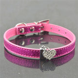 Bling Rhinestone Crystal Leather Pet Dog Cat Collars Adjustable Collar with Pendant