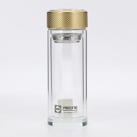 Borosilicate Glass Water Bottle Double-layer Transparent Crystal Glass Water Bottle 500ml Drinkware