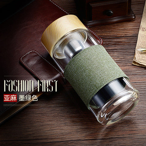 Tea Infuser Glass Cup Stainless Steel Filter borosilicate glass
