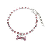 Crystal Rhinestone Necklace Bone Pattern Pendant Pet Puppy Collars Jeweled for dogs and cats