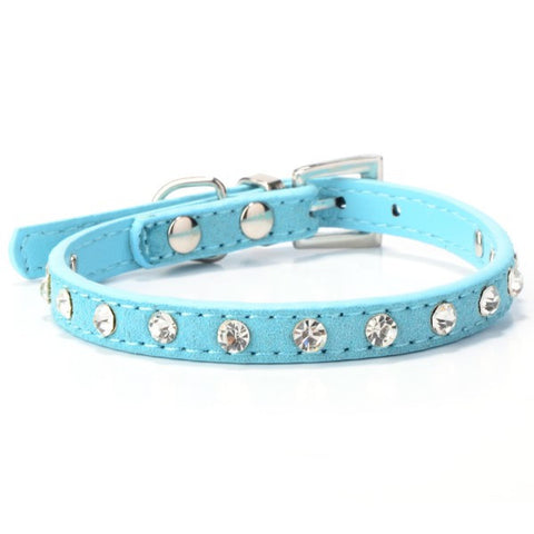 Puppy Dogs Collar Bell Rhinestone PU Leather Cat Supply Collars Pet Neck Strap