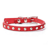 Puppy Dogs Collar Bell Rhinestone PU Leather Cat Supply Collars Pet Neck Strap