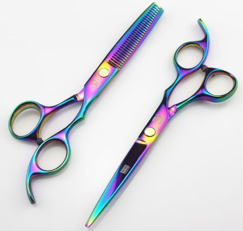 JAPAN rainbow hair cutting scissors high quality,professional barber hairdressing scissors hair thinning shears + bag