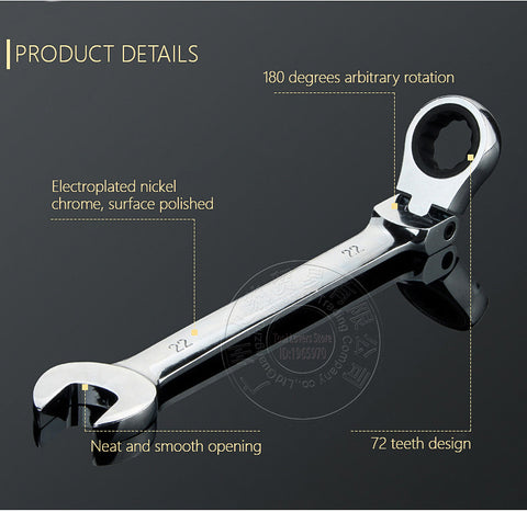 8-27mm Ratchet Gears Wrench Set flexible Open End