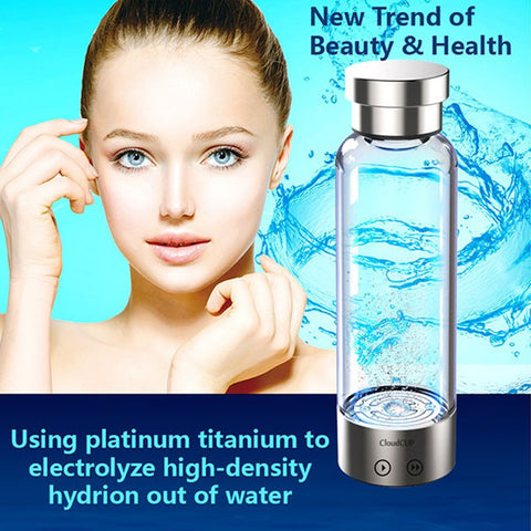 Portable Hydrogen-Rich Alkaline Water Ionizer1300m Ah Pure Titanium+ Platinum