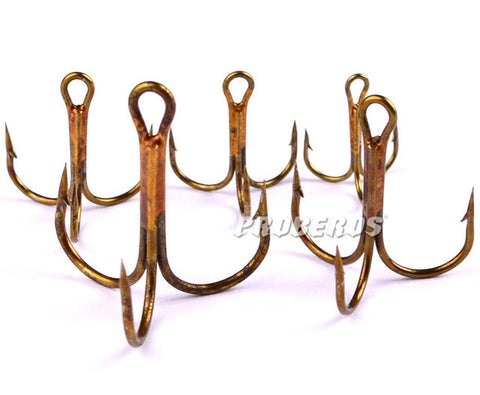 50pc/lot 2/4/6/8/10# Fishing Hook High Carbon Steel Treble Hooks Fishing Tackle