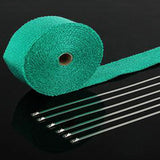 2"x5m Titanium Temp Exhaust Heat Wrap 5 Colors Heater Resistant Downpipe 10 Ties