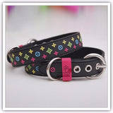 Dog Collar Lead Black Brown Pet Dog Set