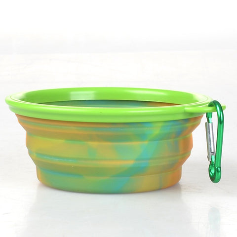 Camouflage Silicone Folding dog Bowls Portable Food Drinking Water