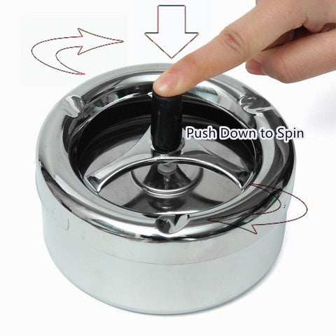 Stainless Steel Ashtray Spinning Plain Ashtray Cigarette Ash Tray Push Down Lid Smoking Accessories