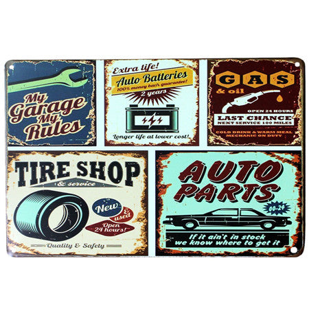Car Repair Tools Metal Signs