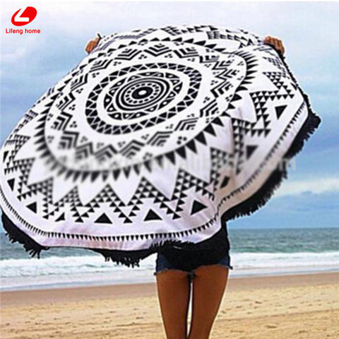 Round Bohemia Beach Towel 150*150cm big size Tassel towel