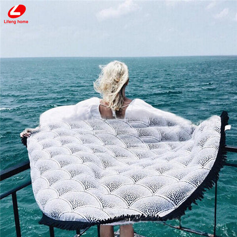 Round Bohemia Beach Towel 150*150cm big size Tassel towel