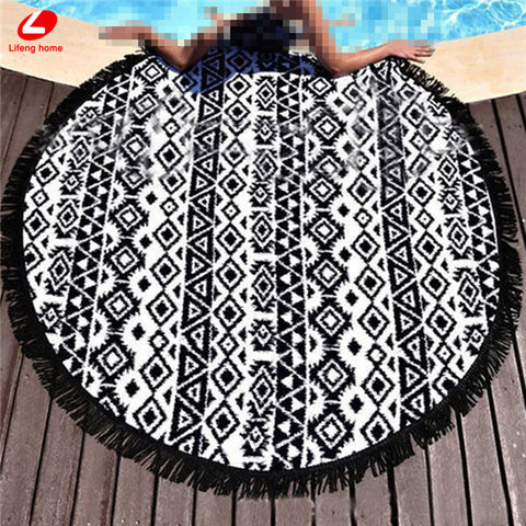 Round Bohemia Beach Towel 150*150cm big size Tassel towel