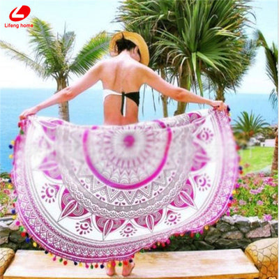 Round Bohemia Beach Towel 150*150cm big size Tassel towel