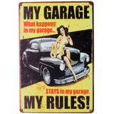 MY GARAGE MY RULES Tin Sign  20x30cm B1