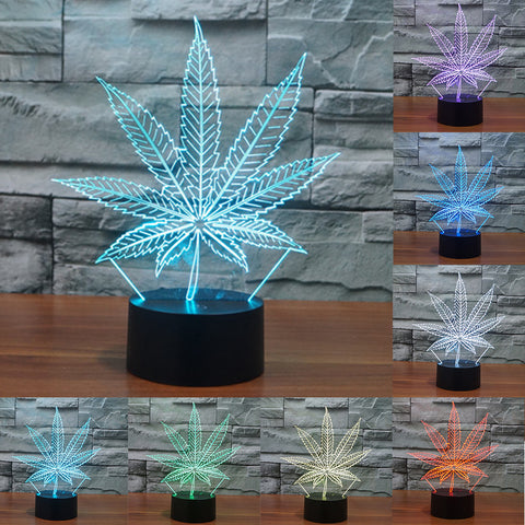 Acrylic leaf 3d night lamp