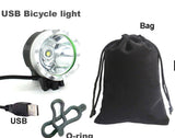 USB Bicycle light CREE XM-L T6 2000LM 5V USB LED Bike Bicycle Light 3 Modes With 2*Orings