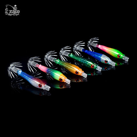 12pcs Luminous Squid Jigs Light hook Cuttlefish Shrimp 2.0 Octopus jigging Bait Rig