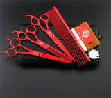 7.0 inch Pet Scissors Dog Grooming Scissors Set Straight & Curved & Thinning Shears Sharp Edge Animals Hair Cutting Tools Kit