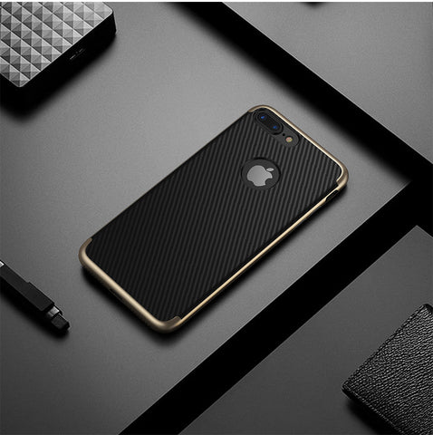 Carbon Fiber Case For iPhone 7 6 Soft Anti-Skid Anti-Knock Frame Cover For iPhone 7 Plus SE 5s Leather