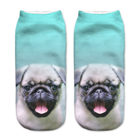 3D Printed Cotton Socks Pugs Dog