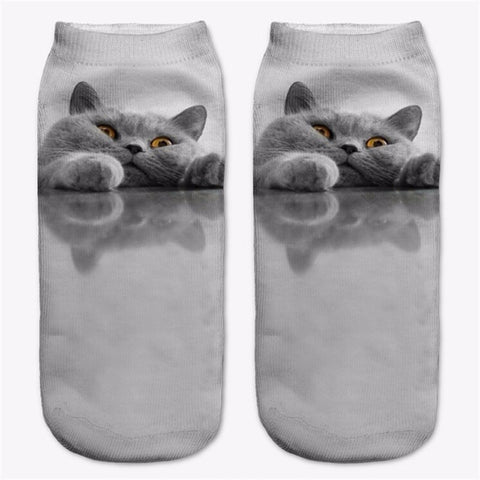 Animals Printed Cat Tiger Dog Socks Multiple Colors Unisex Low Cut