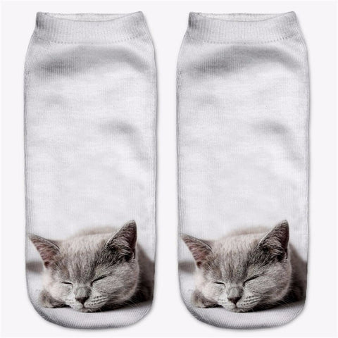 Animals Printed Cat Tiger Dog Socks Multiple Colors Unisex Low Cut