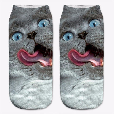 Animals Printed Cat Tiger Dog Socks Multiple Colors Unisex Low Cut