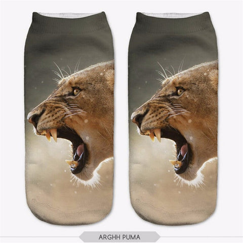 Animals Printed Cat Tiger Dog Socks Multiple Colors Unisex Low Cut