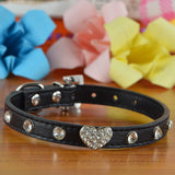 Bling Rhinestone Crystal Leather Pet Dog Cat Collars Adjustable Collar with Pendant