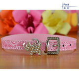 Bling Rhinestone Crystal Leather Pet Dog Cat Collars Adjustable Collar with Pendant