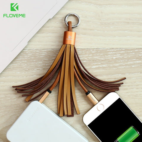 iPhone 5 6 7 Plus For Xiaomi Redmi4 Pro 3 Micro USB Charging Tassel Genuine Leather charger