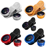 Universal 3 in 1 Clip on Macro Wide Angle Fish Eye Kit cellular Phone camera Lens For iPhone/Samsung/Sony/HuaWei/XiaoMi/HTC