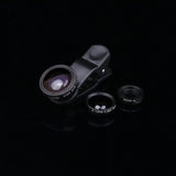 Universal 3 in 1 Clip on Macro Wide Angle Fish Eye Kit cellular Phone camera Lens For iPhone/Samsung/Sony/HuaWei/XiaoMi/HTC