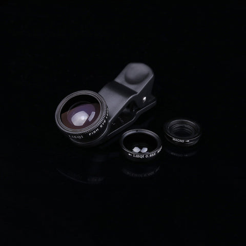 Universal 3 in 1 Clip on Macro Wide Angle Fish Eye Kit cellular Phone camera Lens For iPhone/Samsung/Sony/HuaWei/XiaoMi/HTC