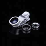 Universal 3 in 1 Clip on Macro Wide Angle Fish Eye Kit cellular Phone camera Lens For iPhone/Samsung/Sony/HuaWei/XiaoMi/HTC
