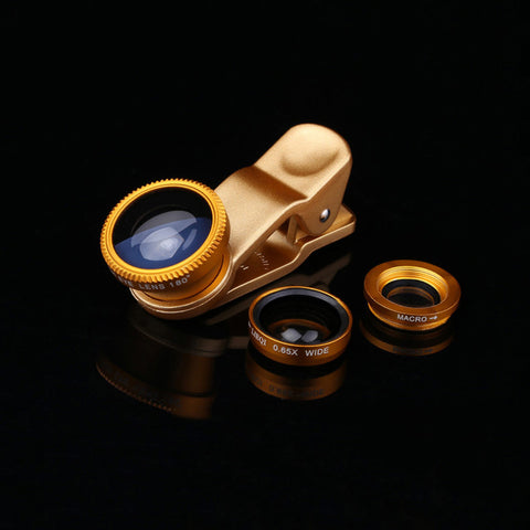 Universal 3 in 1 Clip on Macro Wide Angle Fish Eye Kit cellular Phone camera Lens For iPhone/Samsung/Sony/HuaWei/XiaoMi/HTC