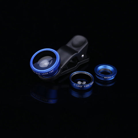 Universal 3 in 1 Clip on Macro Wide Angle Fish Eye Kit cellular Phone camera Lens For iPhone/Samsung/Sony/HuaWei/XiaoMi/HTC